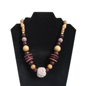 Shades of Brown Assorted Wooden & Clay Beads Single Strand Statement Necklace